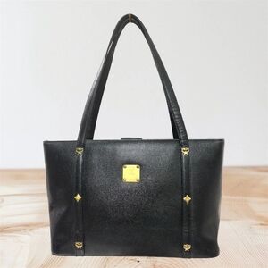 MCM Black Tote with Gold Accents